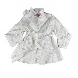 London Fog Beige Gingham Lightweight Trench Coat Jacket | Size L
